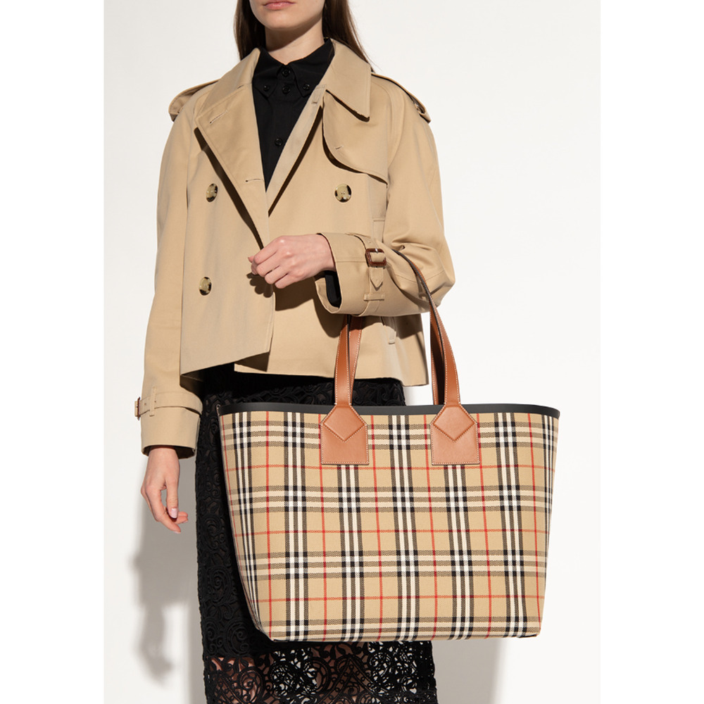 $2090 NEW BURBERRY London Check LARGE 2pc Tote Shopper Bag Purse!